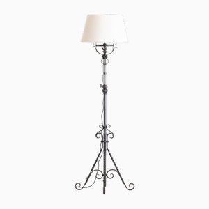 Early 20th Century French Telescopic Wrought Iron Floor Lamp, 1920s
