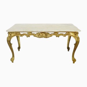 Brass Structure Coffee Table with Marble Tray, 1960s