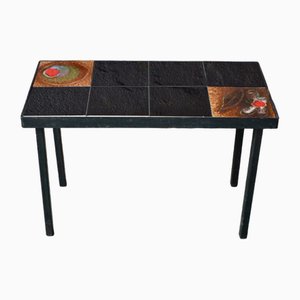 Brutalist Metal and Ceramic Side Table, 1960s