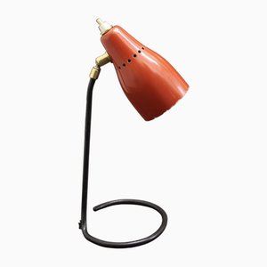 Red Lacquered Table Lamp, 1950s