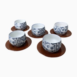Set da tè Hasami Mid-Century in porcellana di Hoy Hoy Higen, Giappone, anni '60, set di 10