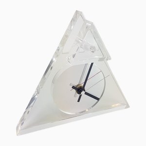 Orologio da tavolo postmoderno in vetro acrilico di Junghans, anni '70