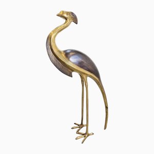 Vintage Regency Gold Brass Flamingo or Crane, Italy, 1970s