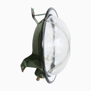 Lámpara de pared industrial francesa vintage de vidrio esmaltado y transparente de Sammode