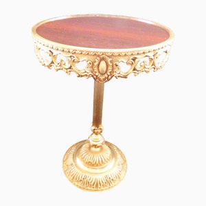Vintage French Ornate Side Table with Mahogany Top, 1930s