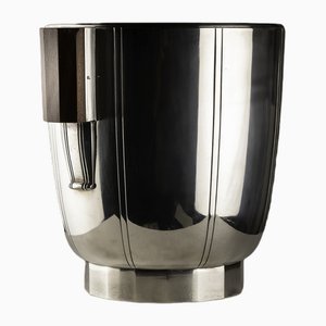 French Art Deco Ice Bucket in Silvered Metal, 1940s