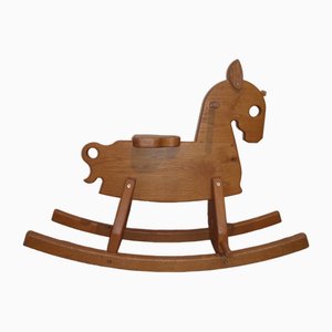 Oak Rocking Horse with Compass Base, 1950s