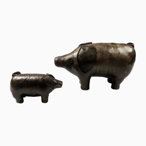 Leather Pigs by Dimitri Omersa, 1960s, Set of 2