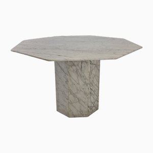 Mesa de comedor o jardín italiana octogonal de mármol de Carrara, años 60