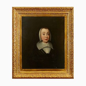 Englischer Schulkünstler, Porträt von Jane Bromley, 1600er, Öl auf Leinwand, Gerahmt