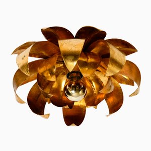 Vintage Gilded Floral Wall Lamp, 1970s