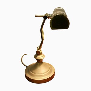 Art Deco Adjustable Brass Bankers Desk Lamp, 1960s
