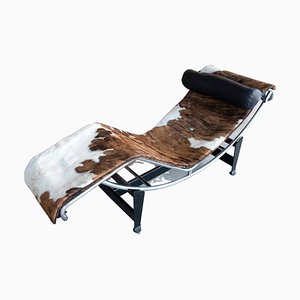 LC4 Chaise Lounge in Fur and Leather by Le Corbusier for Cassina, 1970s