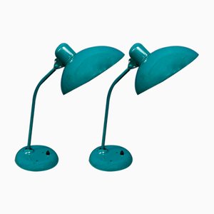 Lampes de Bureau Modèle 5665 Turquoise de Kaiser Idell, 1950s, Set de 2