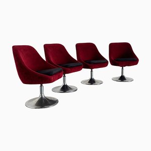 Mid-Century Space Age Upholstered Swivel Chairs in Chrome Base, 1960s, Set of 4