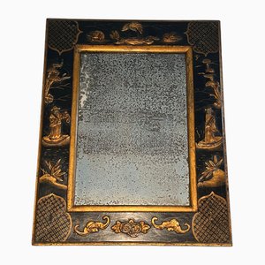 Lacquered and Gilded Mirror with Chinoiserie Decoration in the style of Maison Jansen, 1940