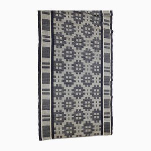 Mid 20th Century Swedish Hand Woven Cotton Runner in Navy Blue