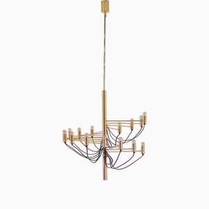 Brass Spiral Chandelier in the style of Sarfatti, 1980s