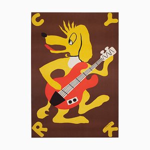 Cyrk Circus Guitar Playing Dog Circus Poster by Jerzy Treutler, Poland, 1970s