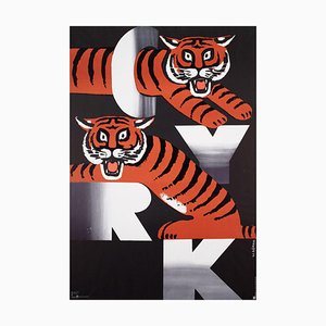 Cyrk Circus Two Growling Tigers Poster by Wiktor Gorka, 1979,
