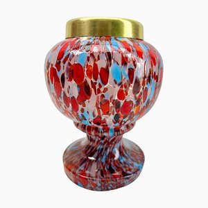 Kralik Pique Fleurs Vase in Mehrfarbigem Dekor mit Gitter, 1930er