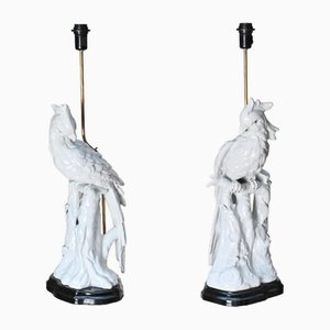 Parrot Table Lamps in Porcelain, Set of 2