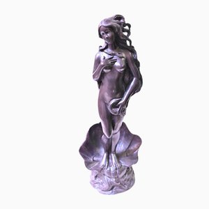 Fontana in bronzo francese nuda femminile rococò a conchiglia