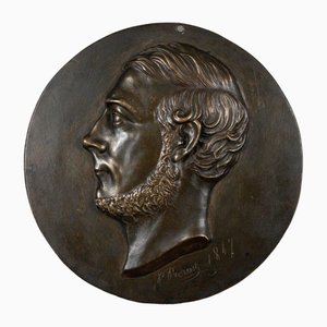 Bronzemedaillon mit Mans-Profil, 1847