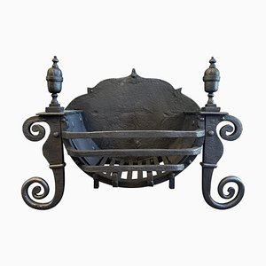 Large Late 18th Century English Wrought Iron Fire Grate, 1780s