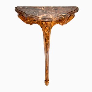 French Gilt Wood Marble Top Console Table, 1890s