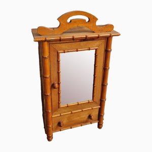 Vintage Hanging Cupboard in Faux Bamboo Medicine Cupboard with Mirror, 1960s