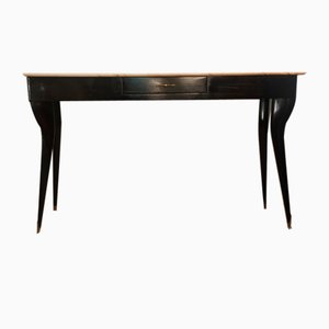 Black Ebonized Wood and Marble Console Table, Italy, 1940s