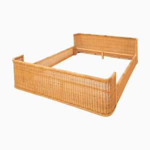 Double Bed in Woven Wicker by Adalberto Dal Lago for Germa, 1969