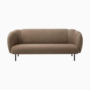 Caper 3 Seater Sofa in Nabuk Sepia with Stitches by Warm Nordic