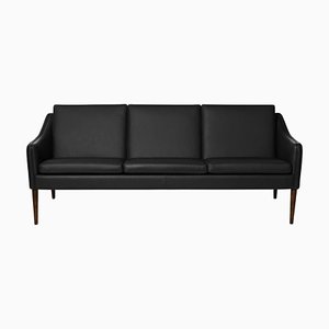 Mr Olsen 3 Seater Challenger Sofa in Walnut & Black Leather by Warm Nordic