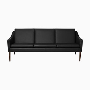 Mr Olsen 3-Sitzer Challenger Sofa aus Nussholz & schwarzem Leder von Warm Nordic