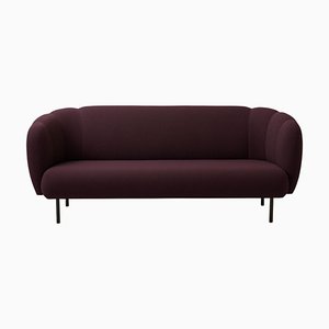 Caper 3 Seater Stitches Burgundy Sofa by Warm Nordic
