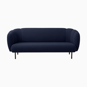 Caper Three-Seater with Stitches in Steel Blue by Warm Nordic