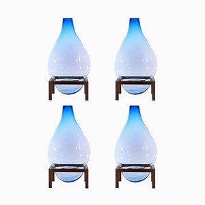 Runde Quadratische Blaue Bubble Vasen von Studio Thier & Van Daalen, 4 . Set
