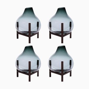 Round Square Grey Triangular Vase by Studio Thier & Van Daalen, Set of 4