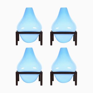 Runde Quadratische Blaue Bubble Vase von Studio Thier & Van Daalen, 2er Set