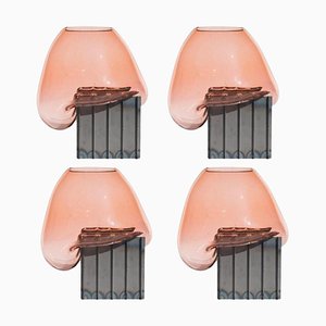 Pink Grid Table Vases by Studio Thier & Van Daalen, Set of 4