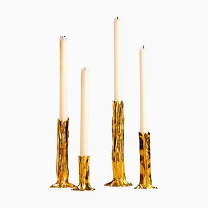 24K Gold Arbor Candlesticks by Studio Palatin, Set of 4
