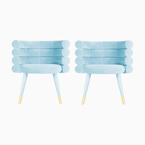 Set of Sky Blue Marshmallow Dining Chairs by Royal Stranger
