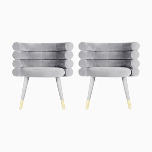 Set of Grey Marshmallow Dining Chairs by Royal Stranger