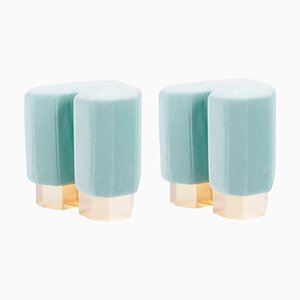 Set of Mint Green Queen Heart Stools by Royal Stranger