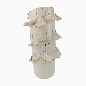 Porcelain and Gold Vase by Dora Stanczel