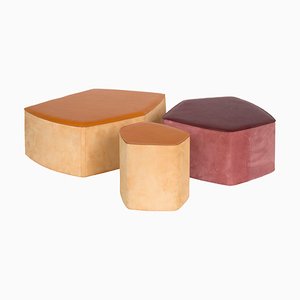 Pouf! Leather Stools by Nestor Perkal, Set of 3