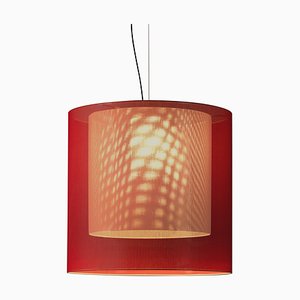 Lámpara colgante Moaré XL en rojo y blanco de Antoni Arola