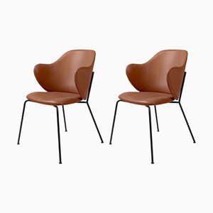 Set of Brown Leather Chairs by Lassen